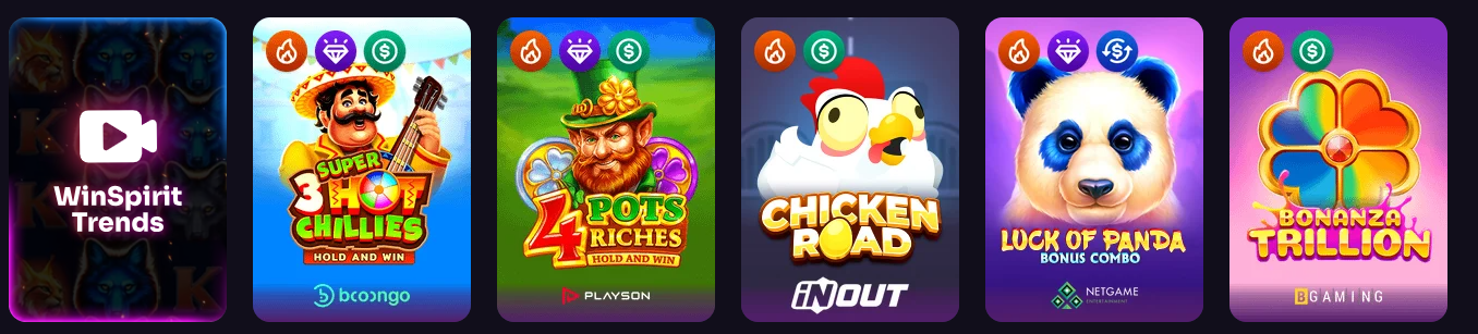 WinSpirit Slot-Auswahl